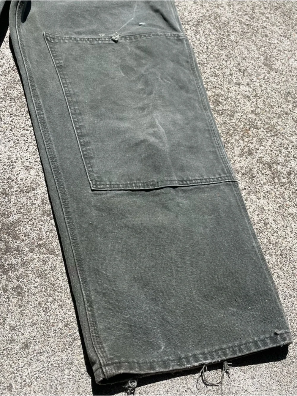 VTG Carhartt R06 MOS Canvas Bib Overalls 40x30 Double Knee Green Union Made USA - Picture 9 of 16